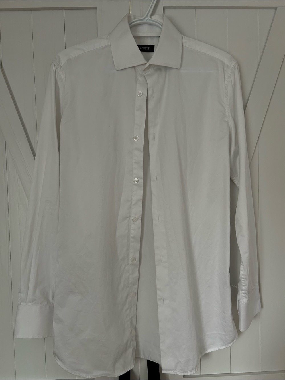 Zanetti White Men's Dress Shirt - Long Sleeve Classic